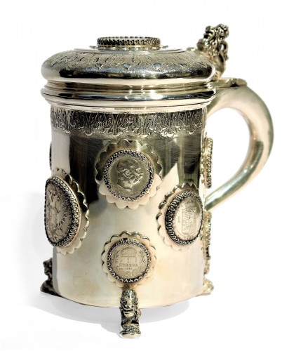 Tankard en Argent avec Pièces de l'Empire Austro-Hongrois